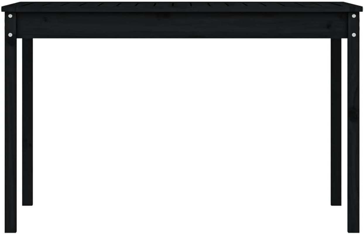 Vidaxl Classic Black Garden Table, Solid Pine Wood, Rectangular Shape, Heavy-Duty Outdoor Patio Furniture, 121X82.5X76 Cm image number 1