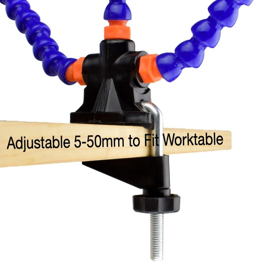 Solder Helping Hands with Magnifying Glass Station Soldering Third Hand Tool 5Pcs of Flexible Arms Clamp Swivel Holder