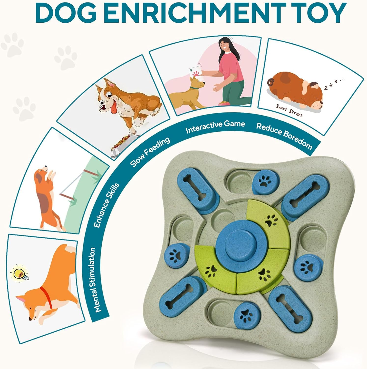 LIFLIX Dog Puzzle Toys, Interactive Treat Dispensing Dog Slow Feeder for IQ Training & Mental Stimulating, Dog Enrichment Toys for Small Medium Large Dogs - Green image number 5