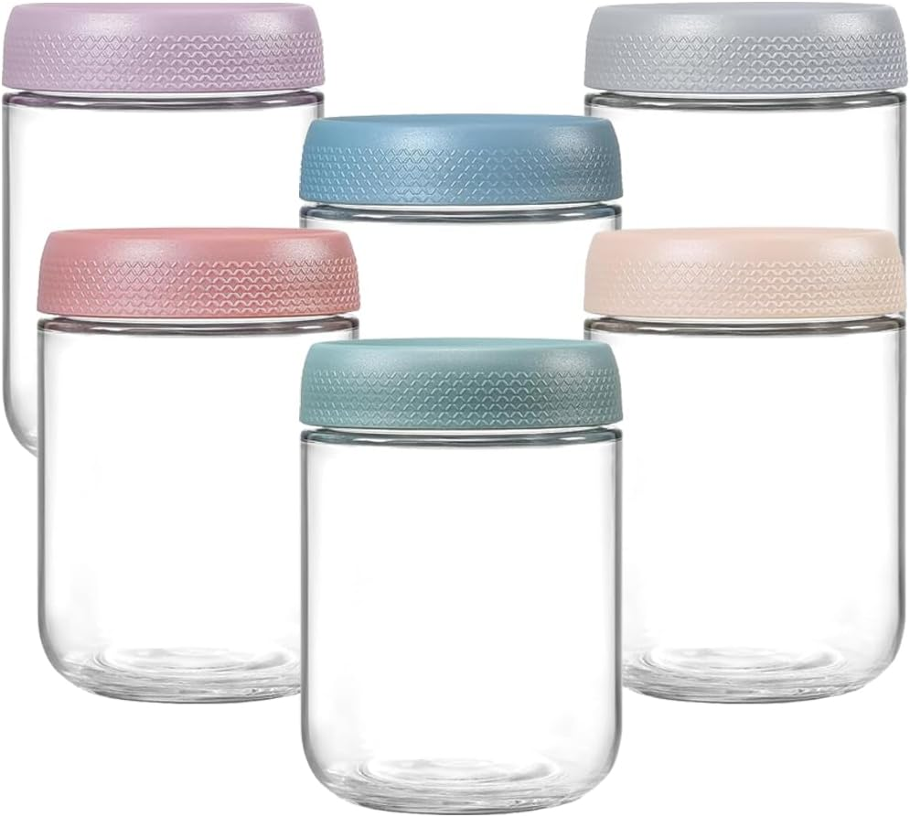 6 Pack 16 Oz Overnight Oats Containers with Lids, Glass Jars with Airtight Lids, Wide Mouth Mason Salad Jars, Glass Food Storage Containers for Yogurt Spice Snacks Sugar image number 3