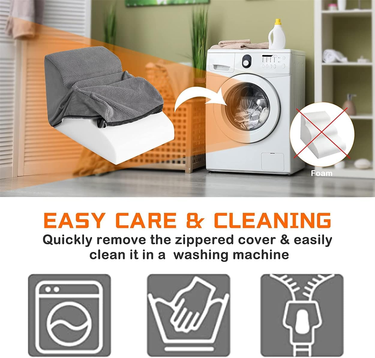 Sturdy Dog Stairs and Ramp for Beds or Couches Pet Stairs High Density Expand Sponge, Pet Ramp with Washable Cover image number 3