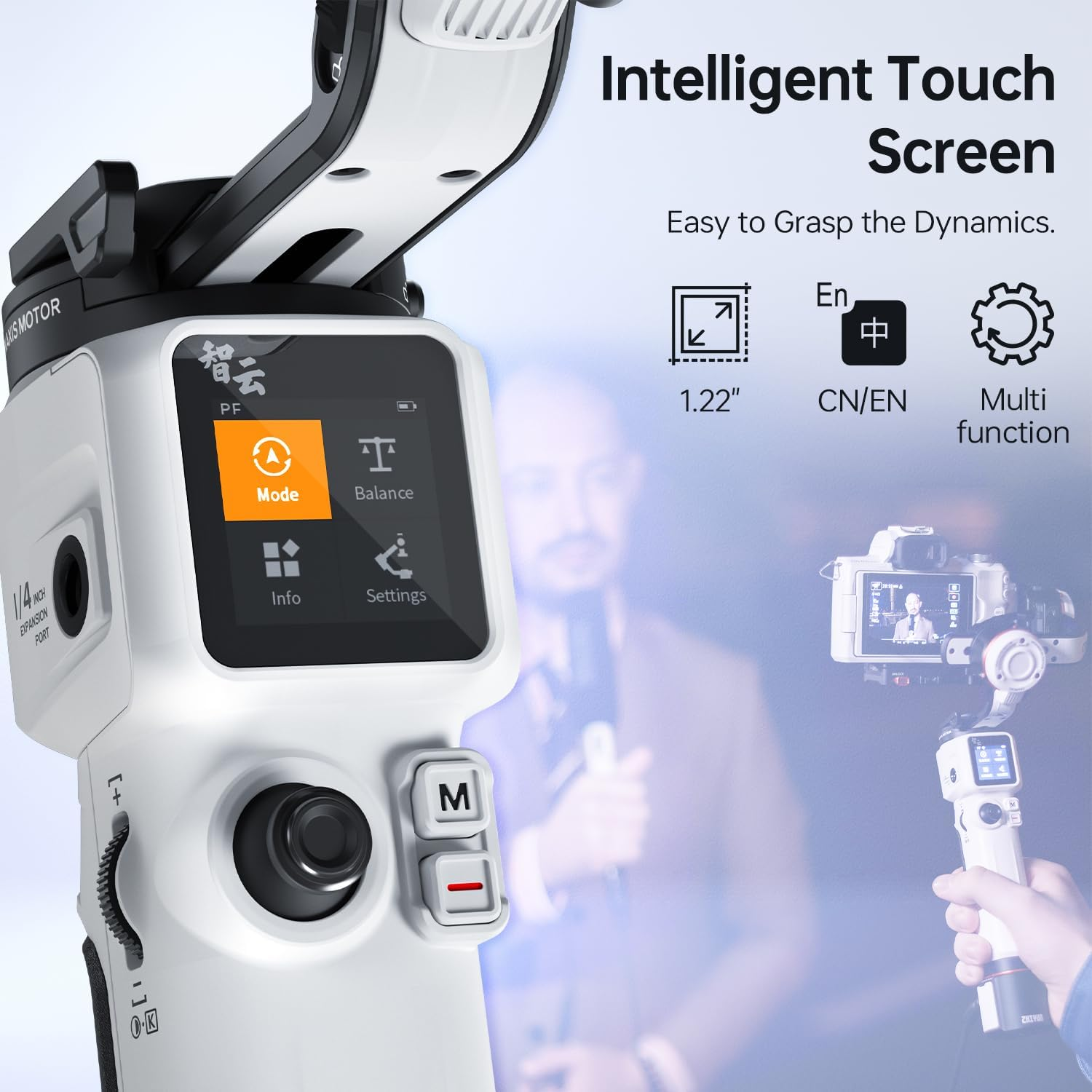 ZHIYUN Crane M3S Combo [Office], 3-Axis Lightweight Camera Gimbal Stabilizer, Bluetooth Control, Fill Light, Phone Clamp and Backpack, Handheld Gimbal for Mirrorless, Smartphone, Action Camera image number 4