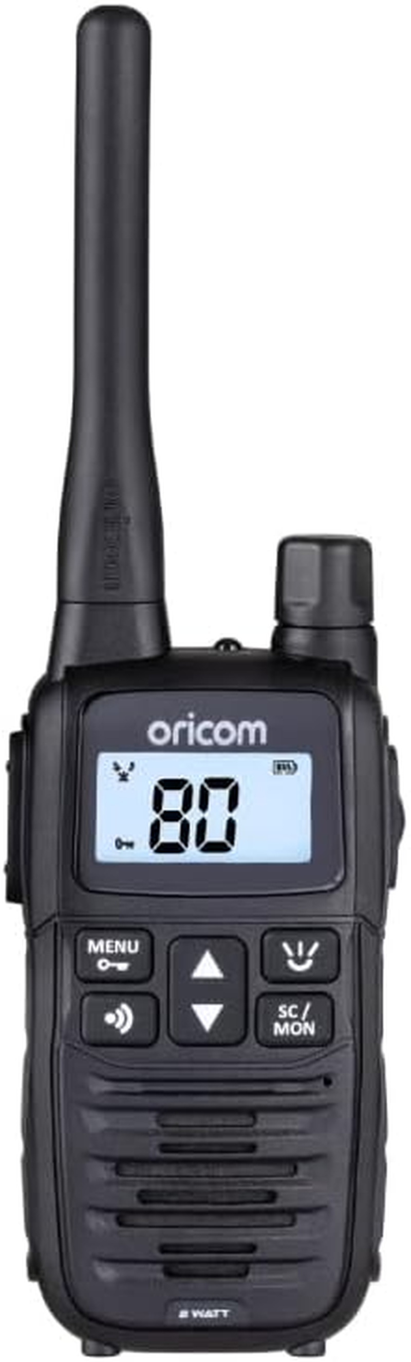 Oricom UHF2400 2 Watt Handheld UHF CB Radio - LED Torch, 80 Channels, Duplex, CTCSS DCS Codes, Backlit Display, Dual Watch, Channel Scan, VOX image number 3