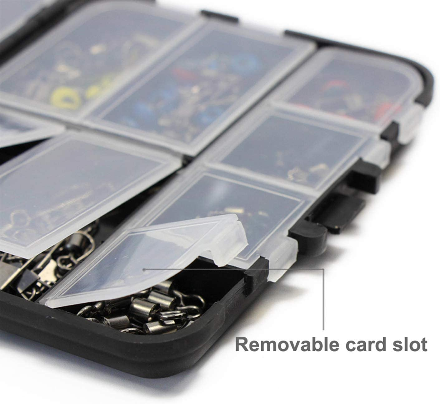 Croch 160Pcs/Box Fishing Accessories Kit with Tackle Box,Including Jig Hooks, Bullet Bass Casting Sinker Weights, Different Fishing Swivels Snaps, Sinker Slides, Fishing Line Beads image number 1