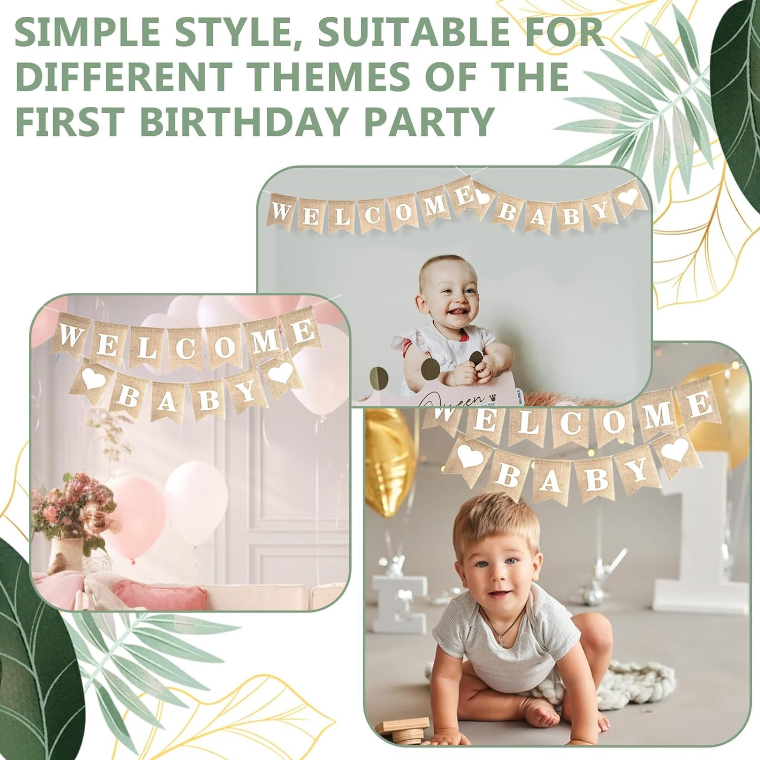 Welcome Baby Burlap Banner Flags Vintage Baby Shower Banner Rustic Baby Shower Banner Banners and Signs, Baby Shower Banner image number 5