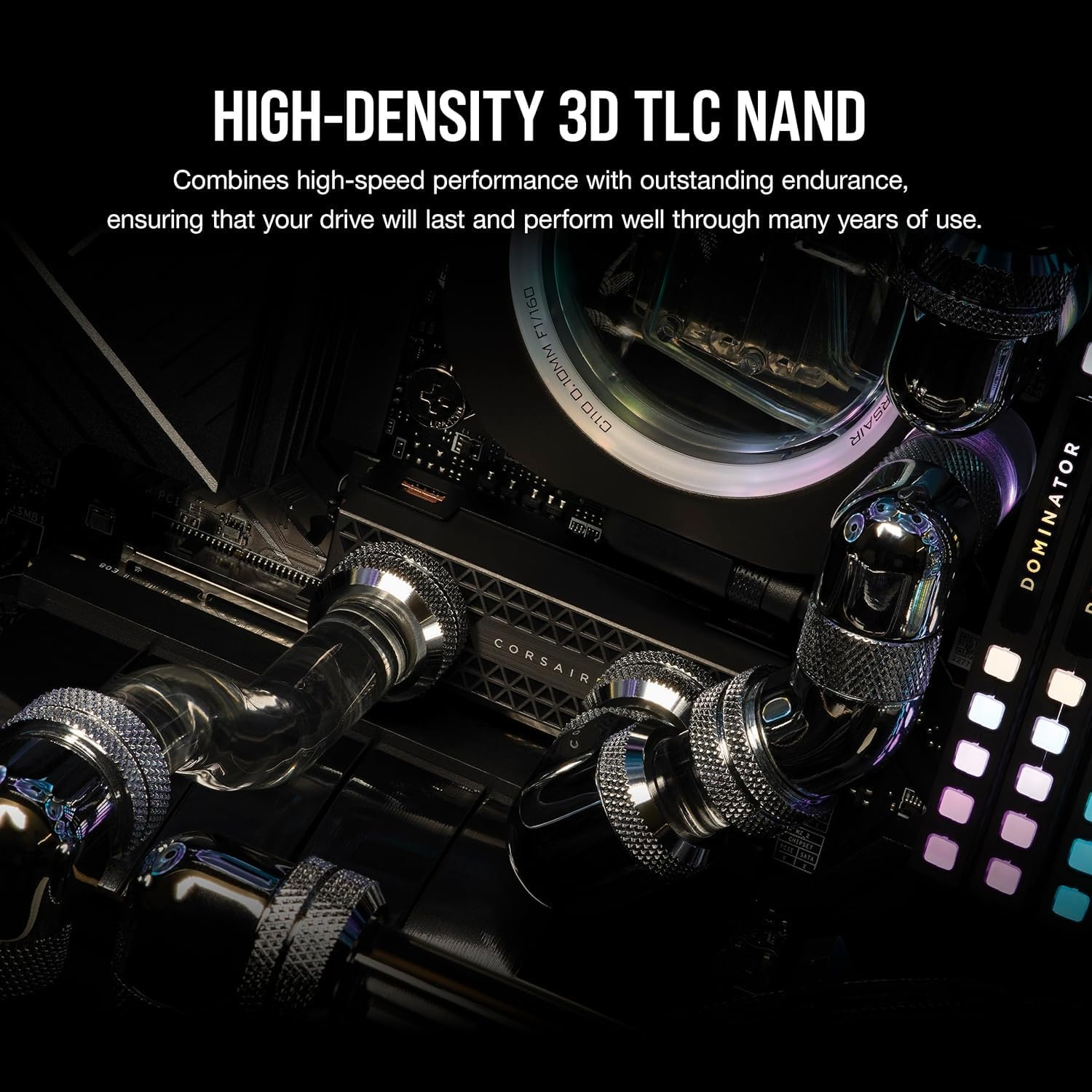 CORSAIR MP700 PRO Hydro X Series 2TB M.2 Pcie Gen5 X4 Nvme 2.0 SSD &ndash; M.2 2280 &ndash; up to 12,400Mb/Sec Sequential Read &ndash; High-Density TLC NAND &ndash; Pre-Installed Water Block &ndash; Black image number 2