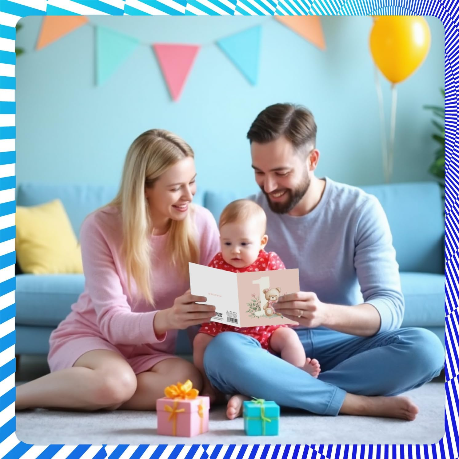 1St Birthday Cards for Girls - Number Bears - Happy Birthday Card for 1 Year Old Girl Sister Niece Daughter Step Daughter, 145Mm Bday Greeting Cards - 02 image number 3