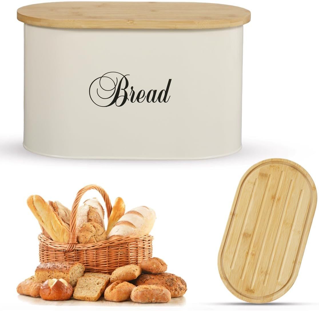 SOQ Kitchen Bread Bin with Bamboo Chopping Board Lid image number 2