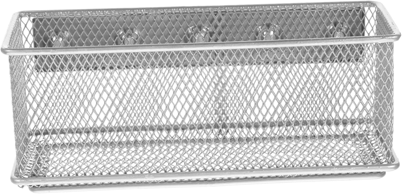 TEHAUX Magnetic Pencil Holder Wire Basket Large Silver Locker Accessories Storage Organizer for Refrigerator and Office image number 2