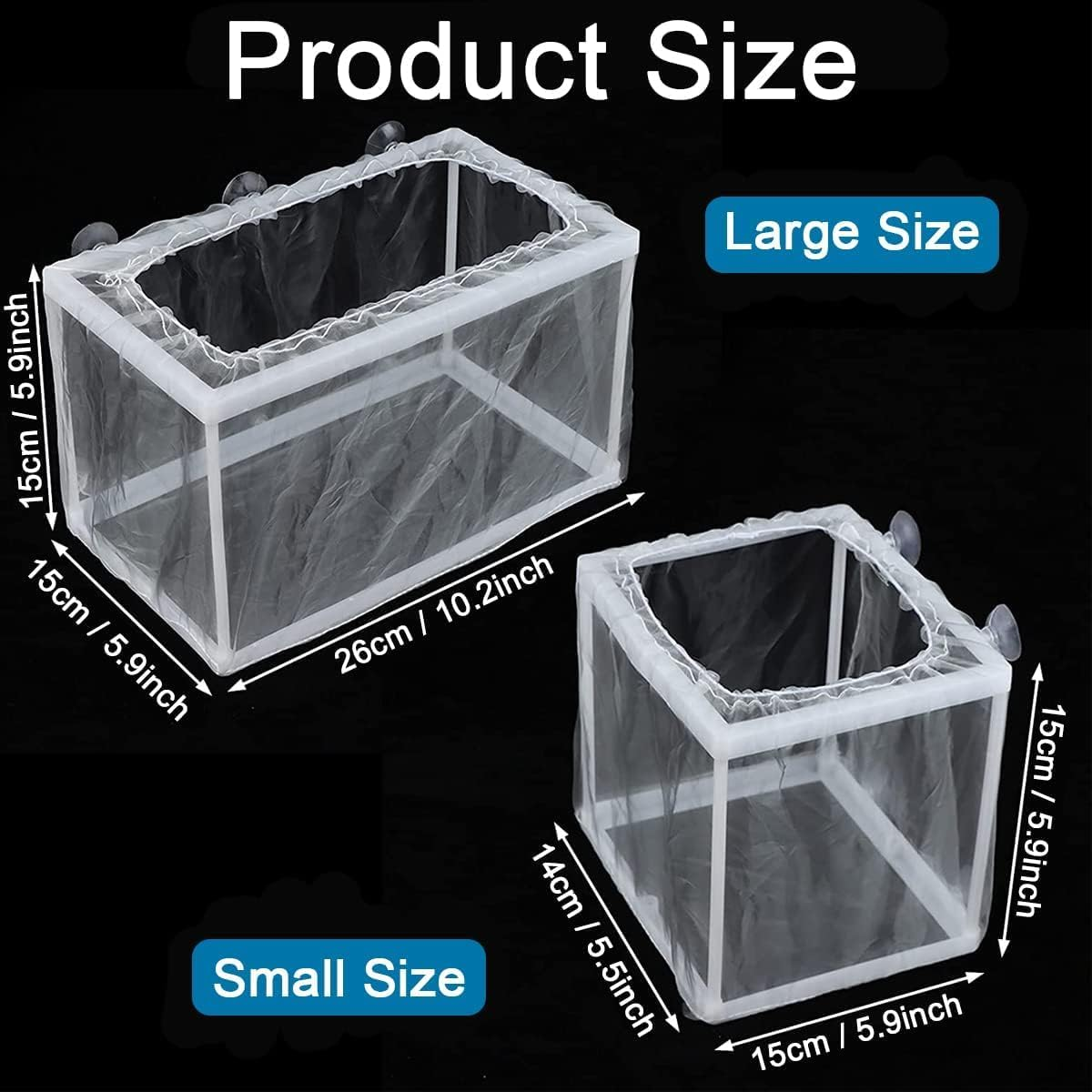 2 Pcs Fish Tank Breeder Net,Plastic Frame Hatching Box,Fish Tank Breeder Net Aquarium Fish Breeder Box with Nylon Mesh & Suction Cups,Aquarium Separation Net Nylon Incubator Mesh with 10 Suction Cups image number 1