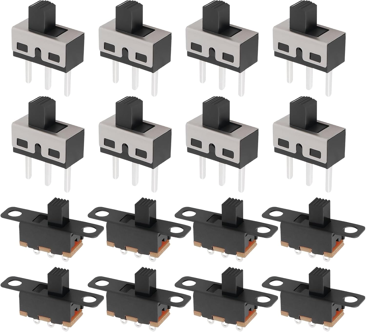 Emsea 80 Pcs SS12D10 SS12F15 High Knob Vertical Slide Switches SPDT 3 Pin 2-Position Panel Mount Micro Latching Toggle Switch for Audio Equipment image number 1