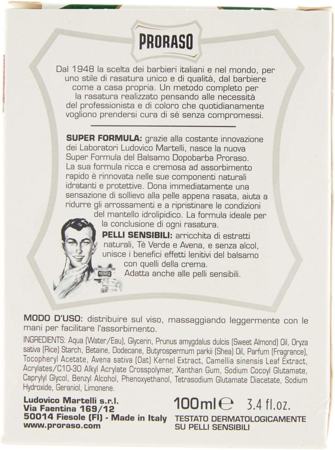 Proraso White Aftershave Conditioner for Sensitive Skin, 100 Ml image number 5