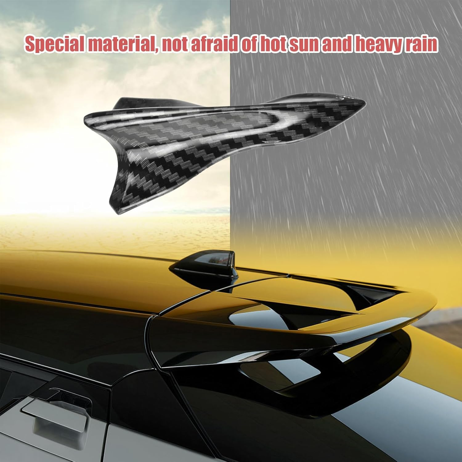 10 PCS Car Shark Fin Diffuser, Universal Roof Diffuser Spoiler, Car Shark Fin Antenna Kit with Selfadhesive Tapes, Vehicle Exterior Decor Accessories Stickers for Most Cars (Carbon Fiber) image number 1
