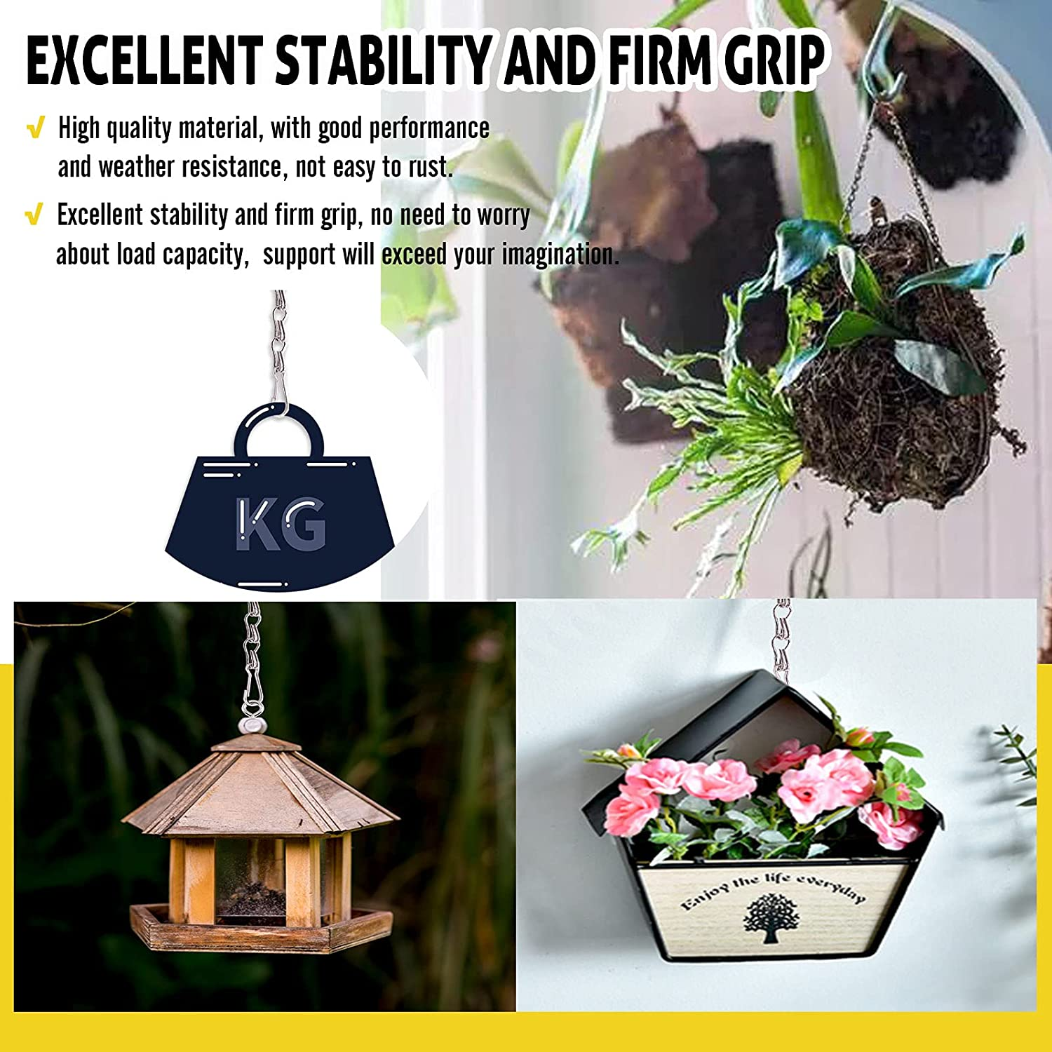 16 Sets 3 Types Long Hanging Basket Chains and Hooks Assortment Kit Chains Hanger for Bird Feeders, Planters, and Decors Suitable for Home Apartment Bedroom Indoor or Outdoor Use image number 1