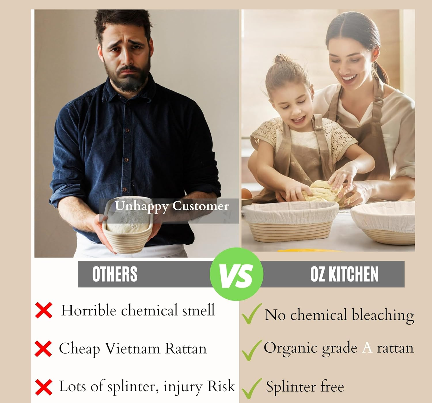 Rattan Sourdough Starter Jar Kit &ndash; Glass Sourdough Jar with Lid, Banneton Bread Proofing Baskets, Whisk, Lame, Scraper & More &ndash; All-In-One Gift Set for Artisan Bread Makers image number 1