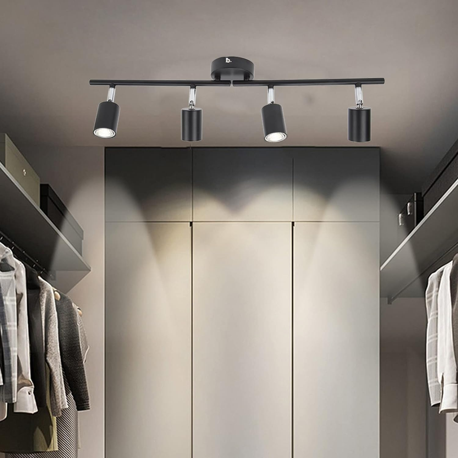 Tracking Lights Ceiling LED 4 60W Adjustable Angle Foldable Matte Black 4 Light Tracking Lighting for Bedroom Hotel image number 3