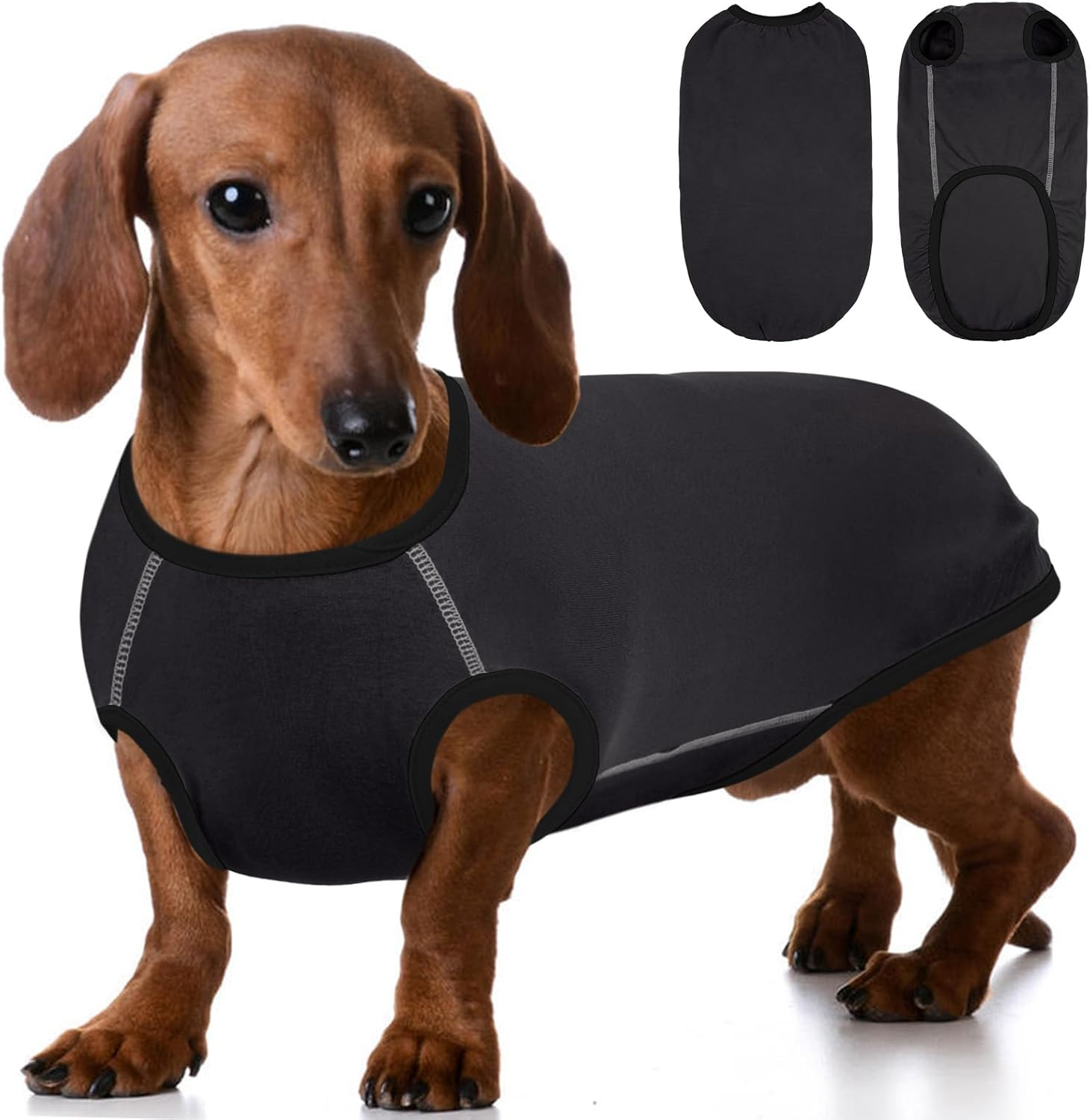 Hjyokuso Dachshund Jumper, Soft Elastic Dachshund Fleece Pullover for Mini Sausage Dogs, Lightweight and Breathable for Home Use or Outdoor Walks, All-Season Wear, Black XS