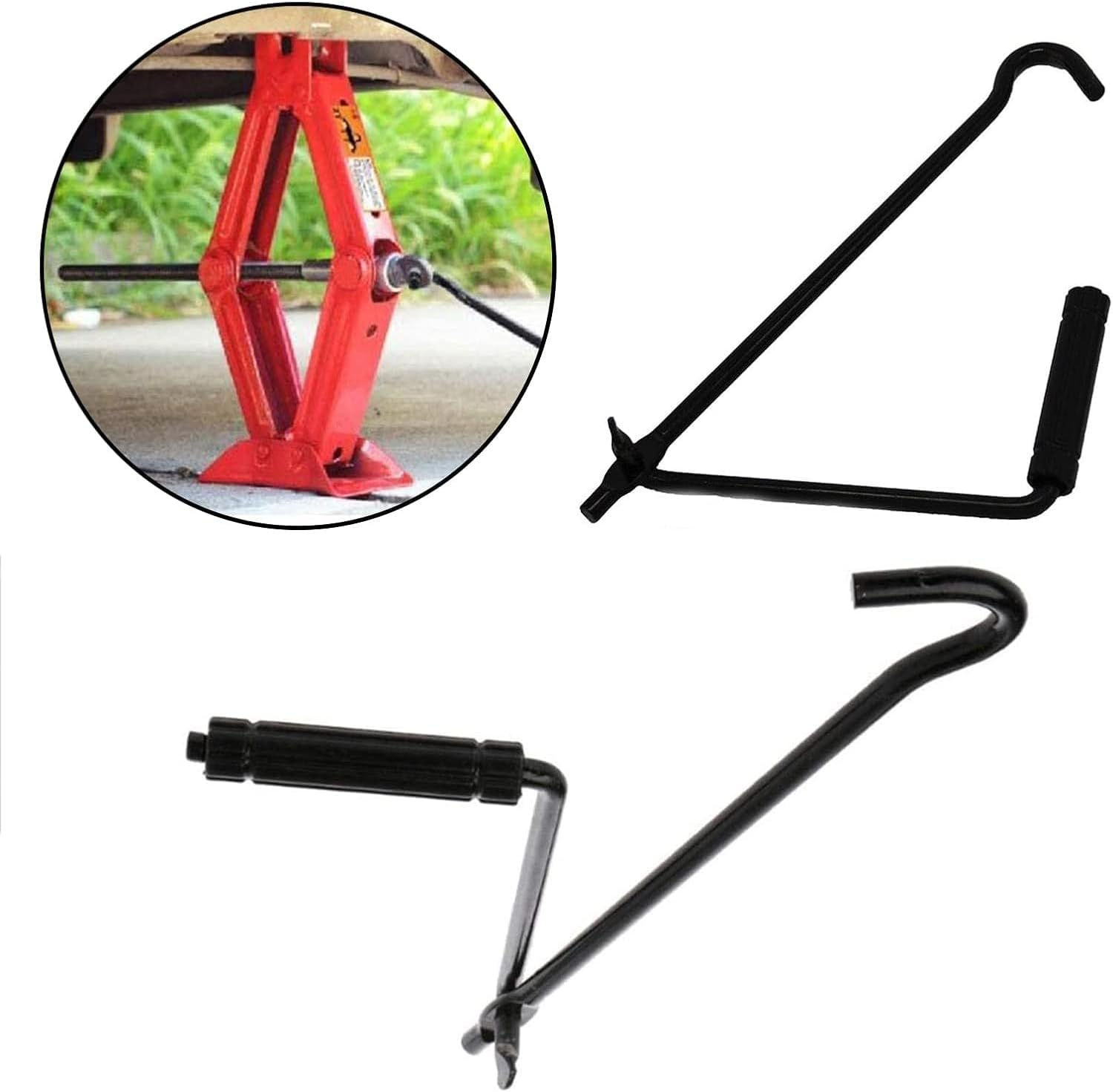 Scissor Jack for Car Scissor Jack Handle Jack Tools for Car Hand Jack for Car Hand Jack Tool for Car Crank Drill Repair Tool Black Manual Rocker Arm(27Cm) (2) image number 4