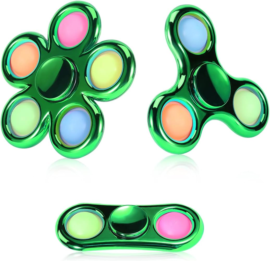 Jawhock 3 Pack Pop Fidget Spinner, Push Bubble Fidget Spinner, Party Favor Sensory Simple Fidget Pack Hand Spinner for ADHD Anxiety Stress Relief for Kids