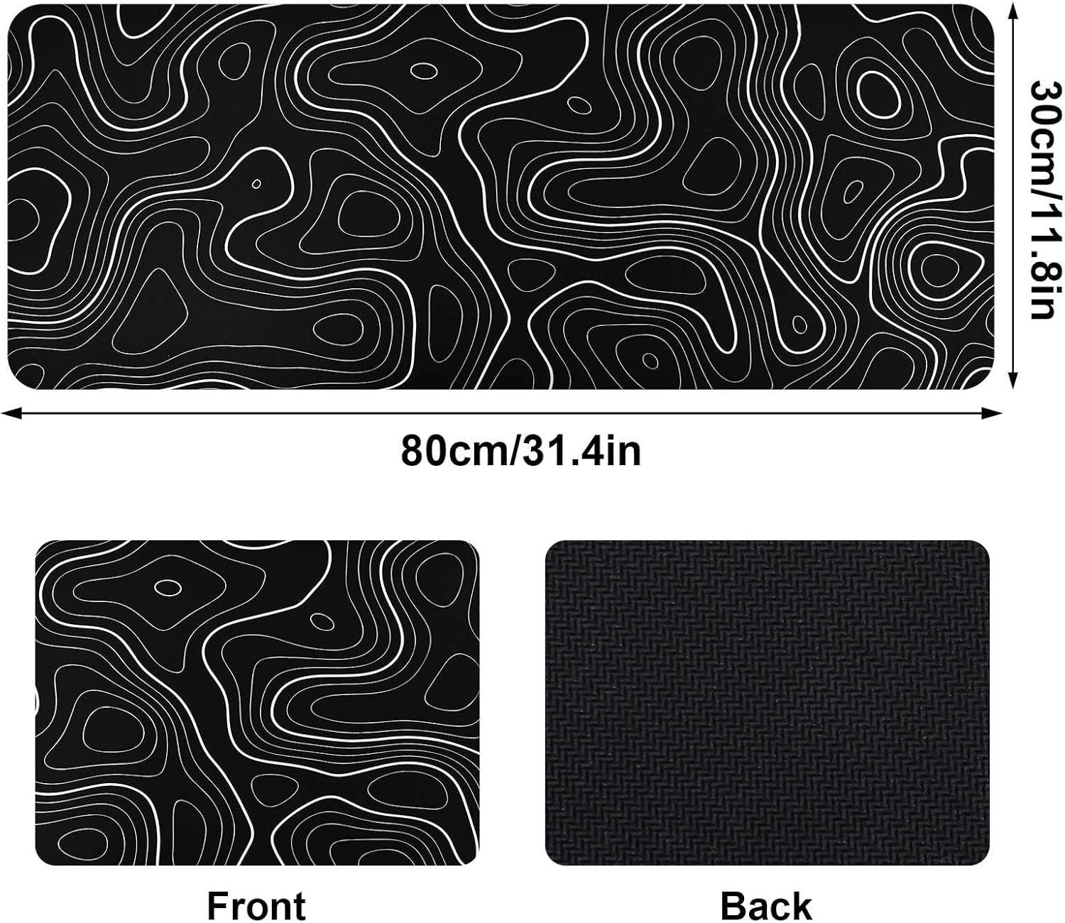 Topographic Map Desk Mat, Large Mouse Pad 800X300X3 Mm, Gaming Mouse Mat, Big Full Keyboard Desk Mat, Waterproof Non-Slip Mouse Mat Pad, Rubber Base, for Keyboard Computer PC Gamer Desk Office