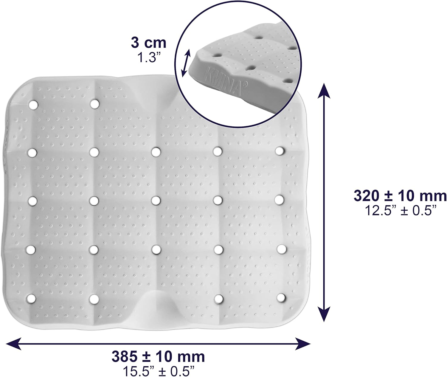 KMINA - Shower Seat Cushion Waterproof (15.5&rdquo;X12.5&rdquo;X1.3&rdquo;, Stool Not Included), Bath Seat Cushion for Elderly, Bath Chair Cushions for Seniors, Kneeling Pads, Stadium Seat Cushion - Made in Europe image number 2