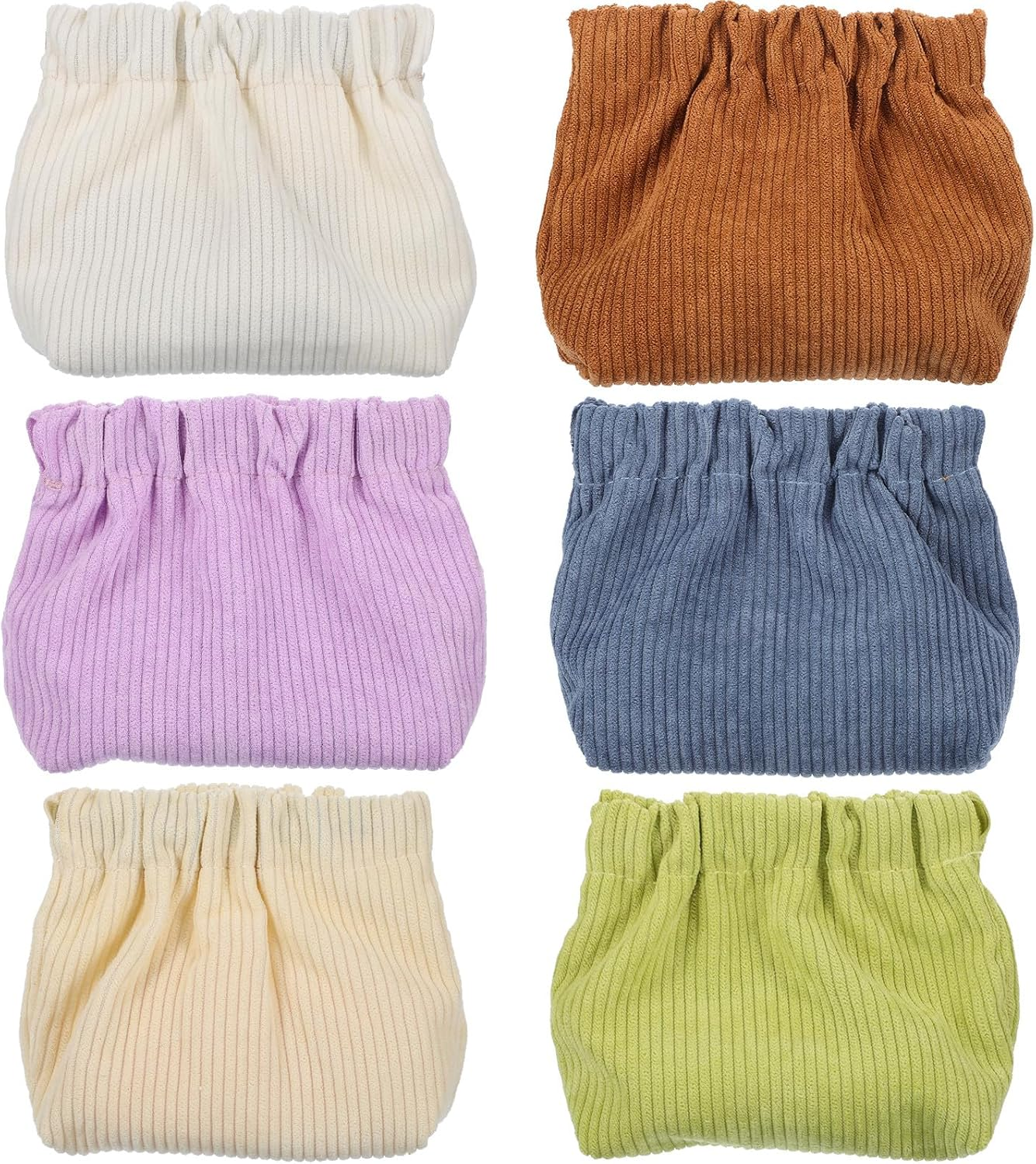 HAMPPLIES Corduroy Makeup Bag 6 Pcs Elastic Storage Pouch Jewelry Organizer Portable Cosmetic Bag for Women Travel Daily Use image number 5