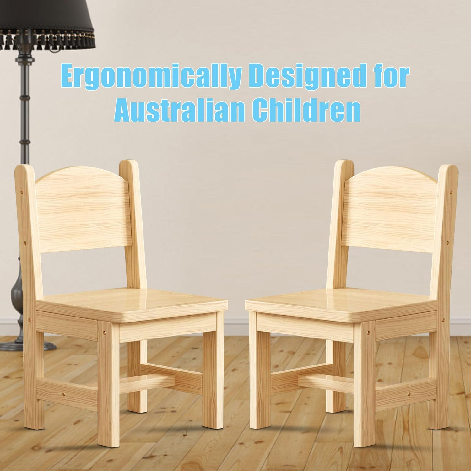 Solid Wood Toddler Table and Chair Set, 60X60Cm, Kids Wooden Table and 2 Chair Set, 3 in 1 Kids Activity Table Set with Storage Drawer for Toddler Reading, Drawing, Playrooms (Natural) image number 4