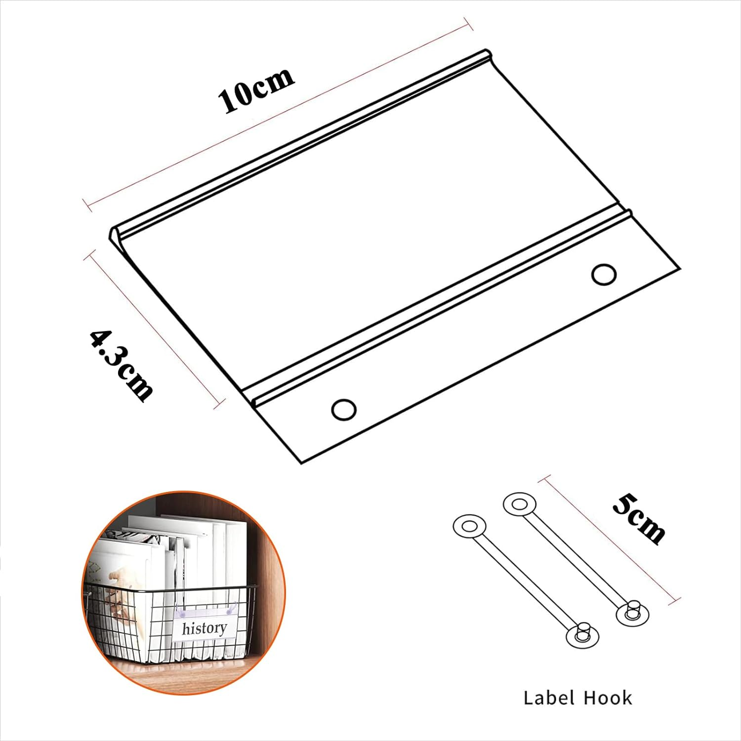 Plastic Wire Shelf Label Holders - 10 X 5.5CM Clear Price Tag Holder Sign & Ticket Holder with Double Snap Lock Closure, Reusable Basket Label Holders for Market, Retail Shop, Pantry 20 Pack image number 3