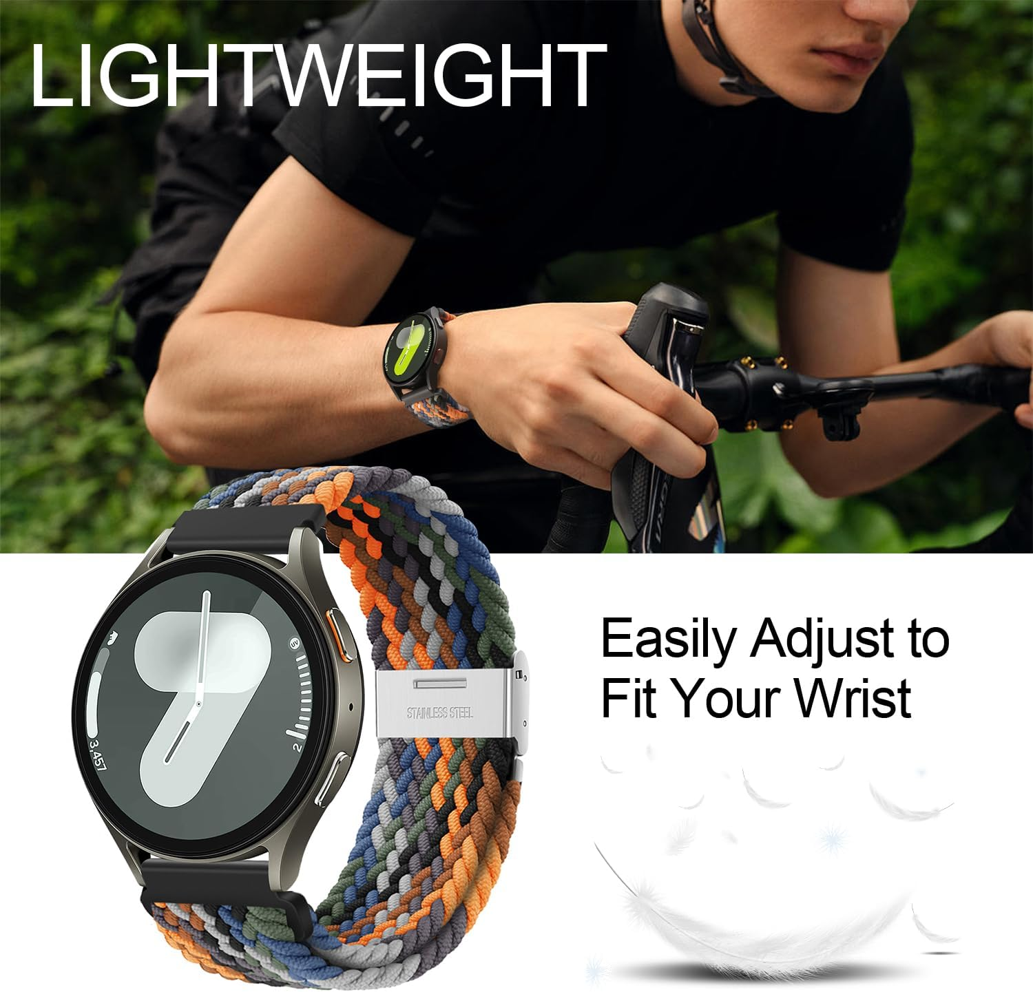 XMUXI 20Mm Braided Watch Straps Compatible with Samsung Galaxy Watch 7 Watch 6 Classic Strap 43Mm 47Mm/Galaxy Watch 5 Pro Watch 4 Nylon Solo Loop Replacement Watch Band Amazfi GTS Vivoactive 3 Venu Sq 2(No Watch)