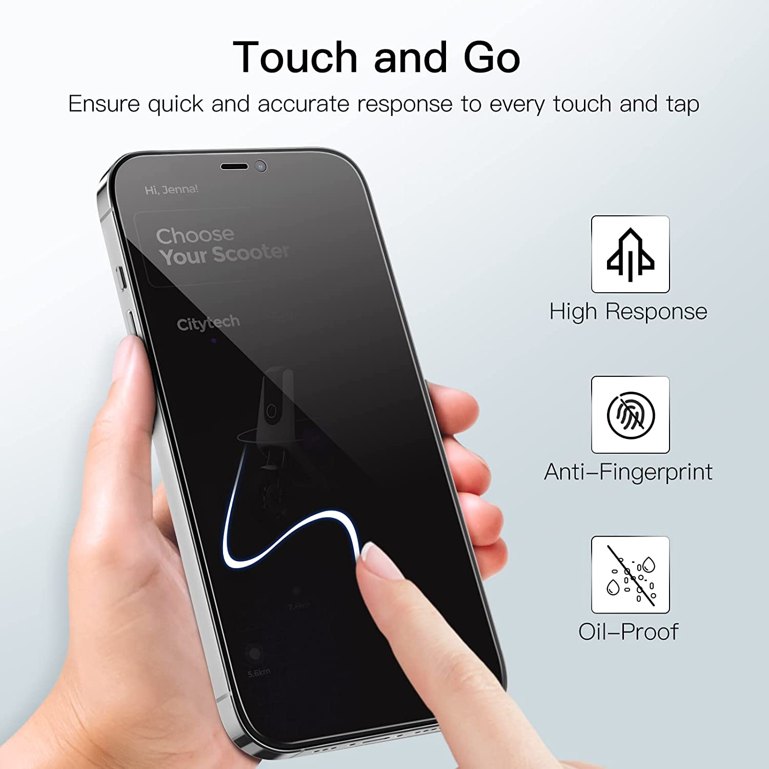 Jetech Privacy Full Coverage Screen Protector for Iphone 12 Pro Max 6.7-Inch, Anti-Spy Tempered Glass Film, Edge to Edge Protection Case-Friendly, 2-Pack image number 2