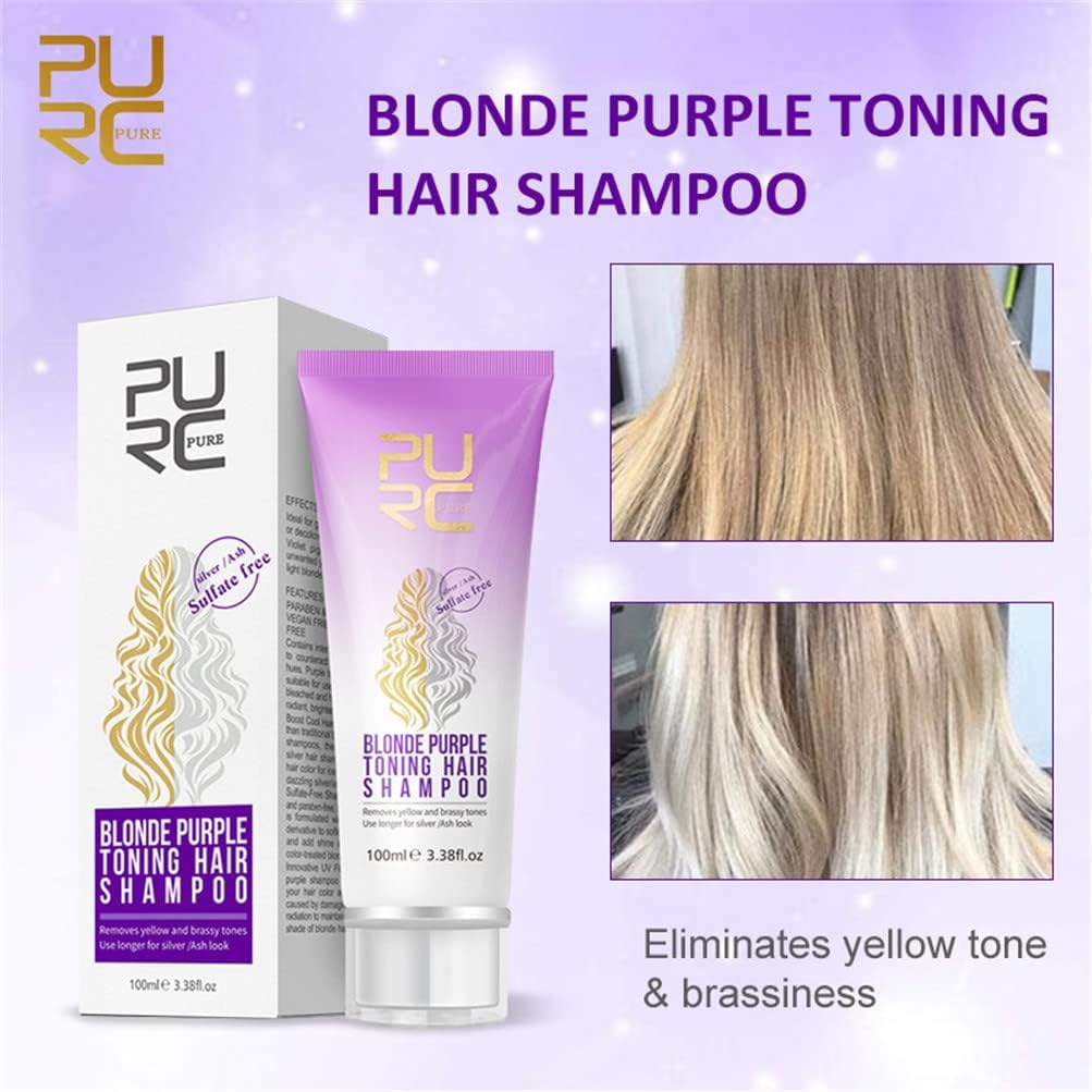 3PCS Purple Shampoo Removes Yellow Brassy Tones of Hair Neutralize Orange Green for Silver Look Salon Home Restore Hair Shine, and Reduce Frizz, Regain Youth for Your Hair image number 1