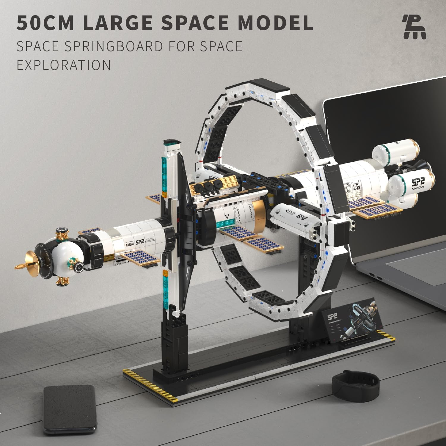 TUOMU International Space Station Building Blocks Set, 2221 PCS Creative Space Explore Model Kit with Electric Gravity Ring, Education Buidling Toy for Kids 8+ and Adults