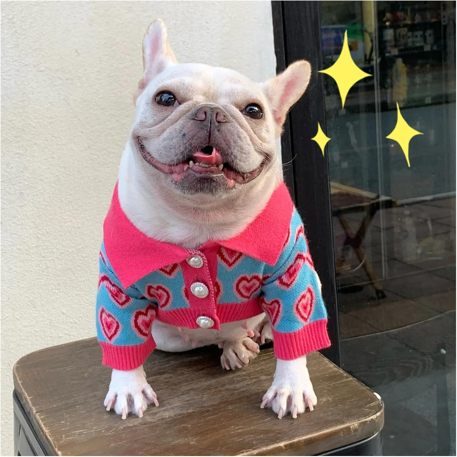 Dog Clothes Sweater Heart Puppy Sweater Pet Fall/Winter Apparel Animal Pattern Dog Clothes Teddy Bichon Soft Pullover Warm Pet Warm (Color : A, Size : L)