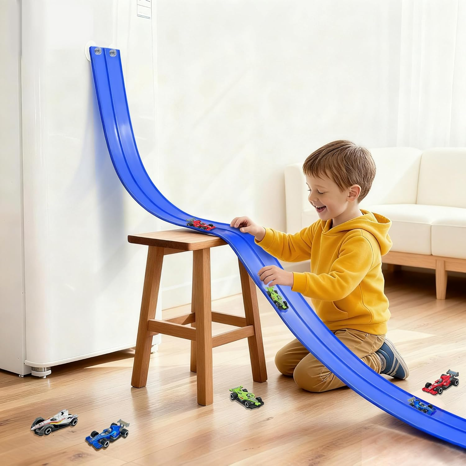 15 Ft Flexible Race Track Set with 6 Toy Cars for Kids Age 3-12 image number 4