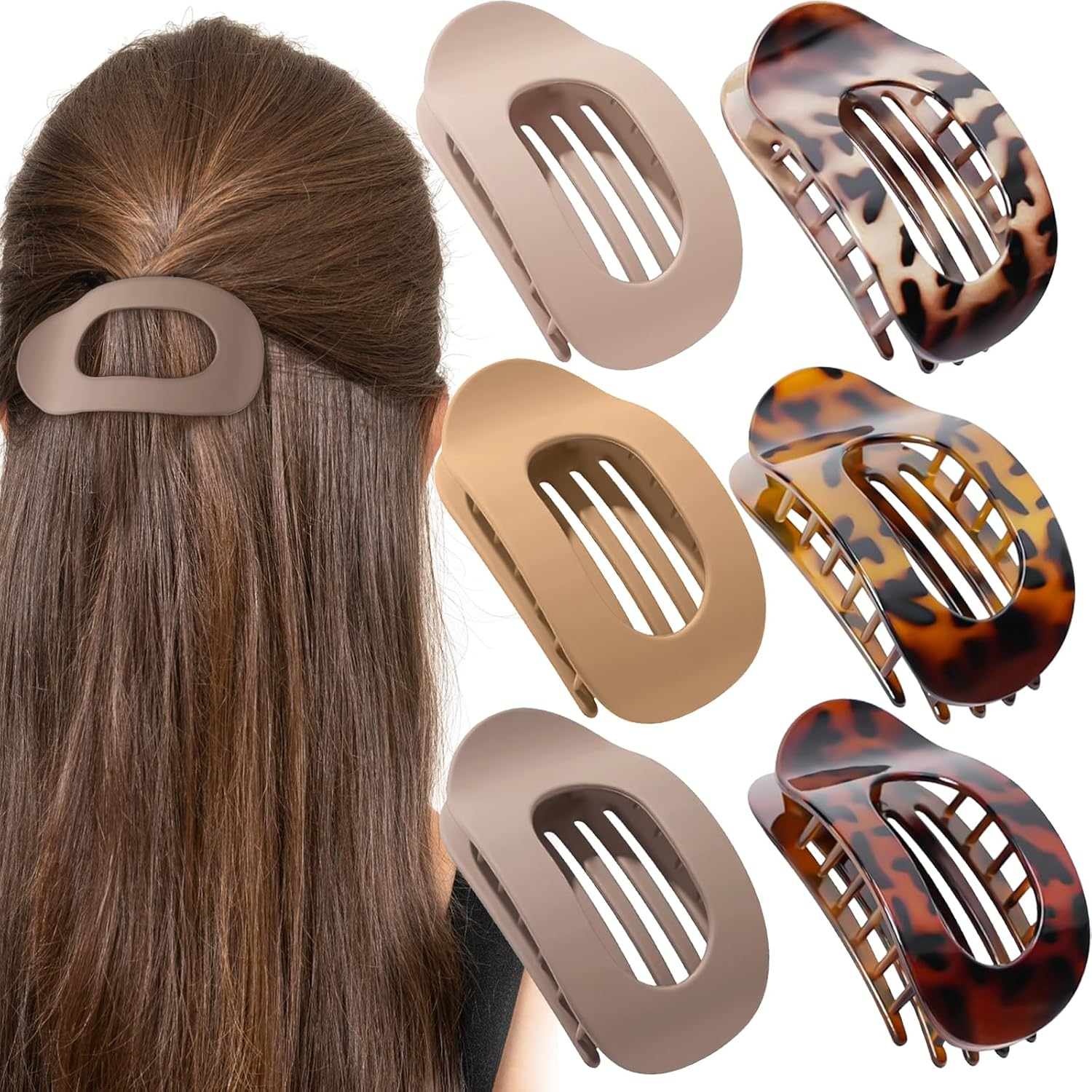 FLEXNOVA Pack of 6 Hair Clips Flat Large Duckbill Hair Clips Women'S Thin Hair Duckbill Hair Clips, French Hair Clip Thick Hair Clip Hair Clip Flat Claw Clip