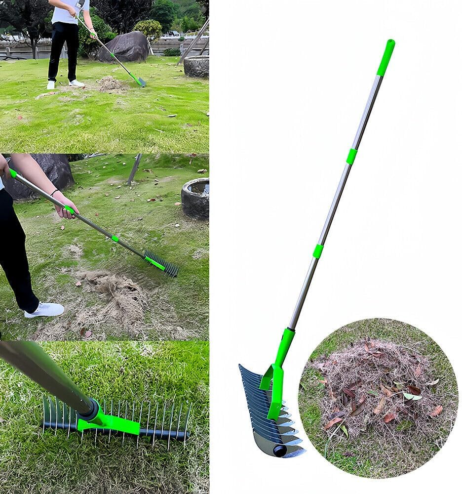 Tootoo 15-Inch Curved Teeth Thatch Rake Lawn Dethatcher Rake for Cleaning Dead Grass image number 4
