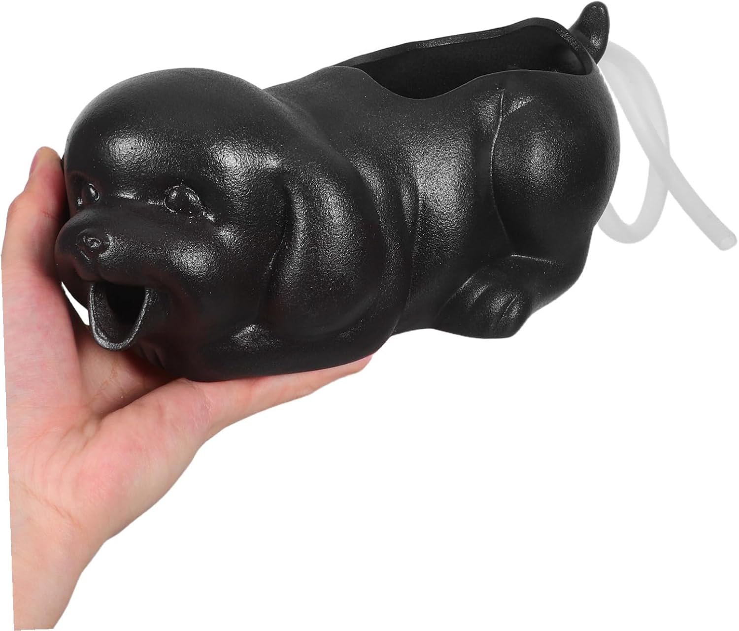 Ceramic Puppy Fountain Spitter Garden Waterfall Jar for Outdoor Patio Decor with Planter for Fish Tank Micro Landscape