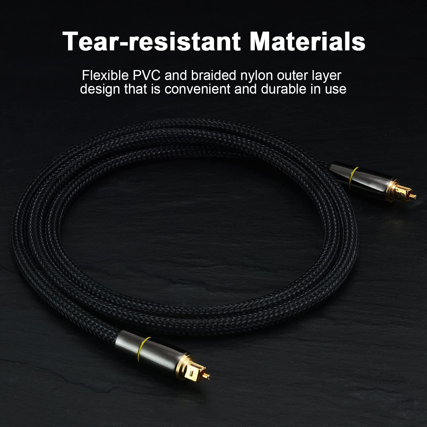 XMUXI Digital Optical Audio Toslink Cable MD DVD Nylon Braided Fiber SPDIF Cable Lead Cord for Home Theater, Sound Bar, TV, PS4, Xbox, Playstation, Playstation,Computers, Game Console (1 Meters) image number 2