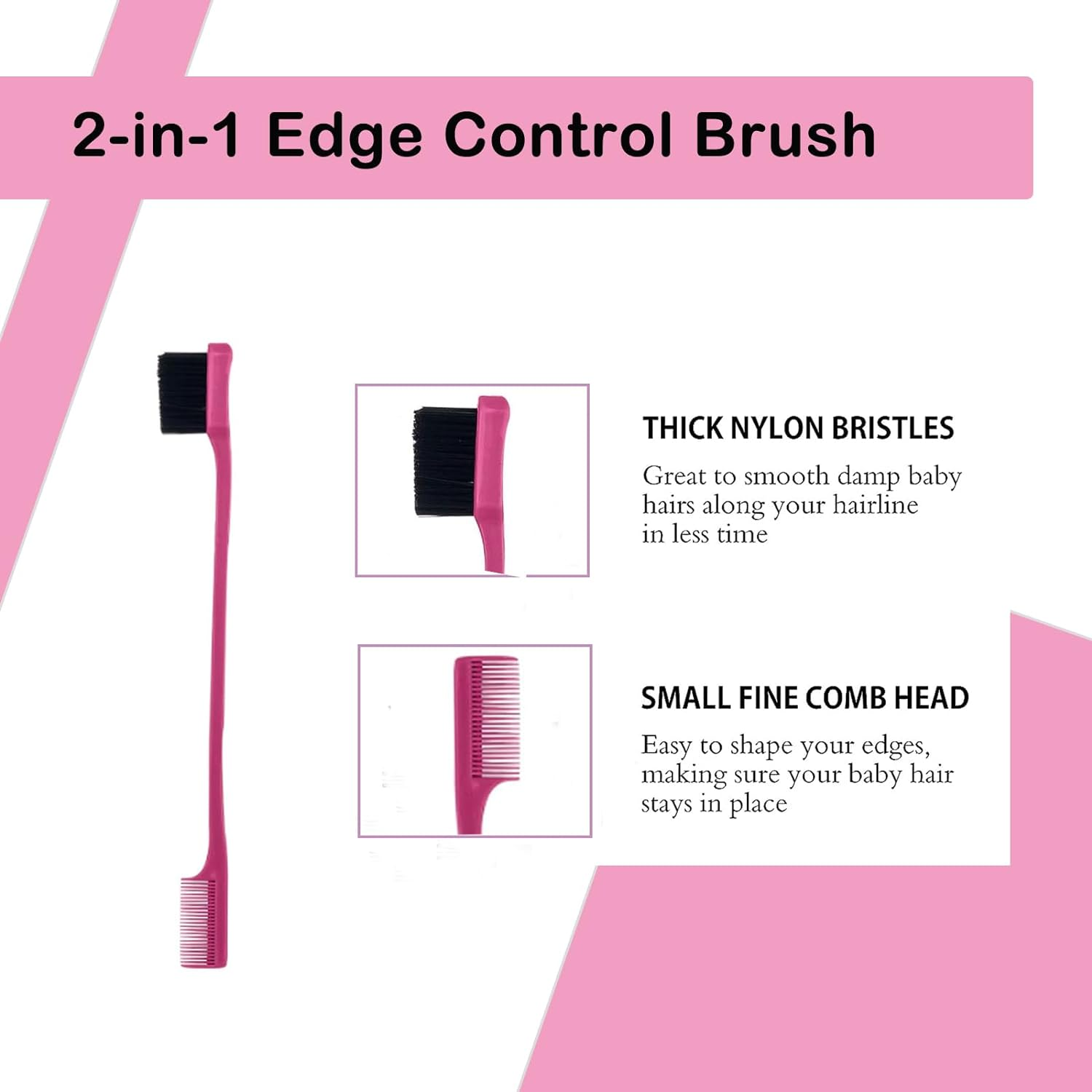 4Pcs Hair Brush, Boar Bristle Slick Back Hair Brushes for Women Men Kids Paddle Detangler Curved Vent Styling Hairbrush for Wet Dry Curly Thick Hair Smoothing Massaging Detangling PINK image number 2