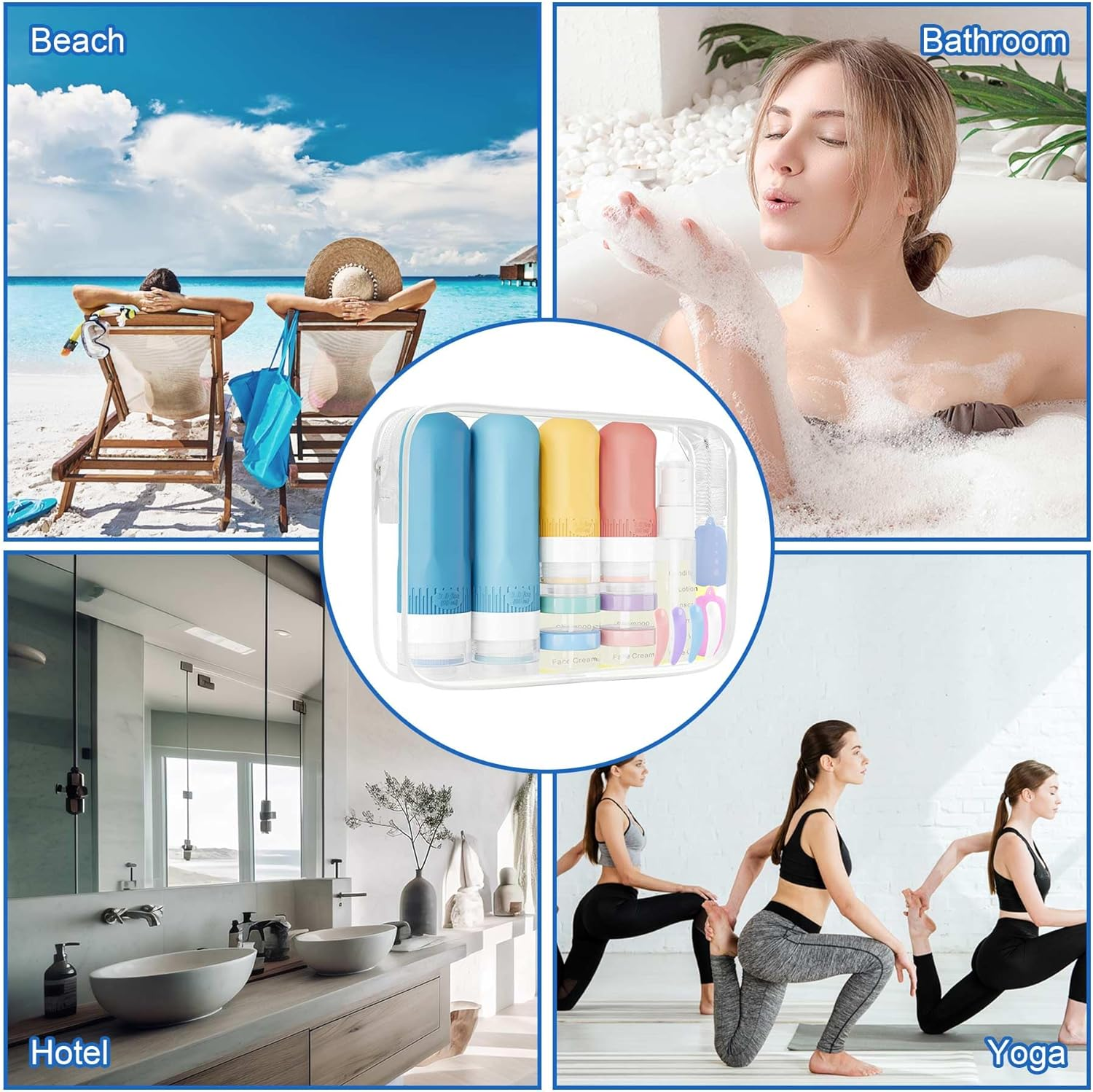 20PCS Travel Bottles Set for Toiletries,Travel Size Leak Proof Reusable Containers for Shampoo and Conditioner Bottles Travel Accessories image number 4