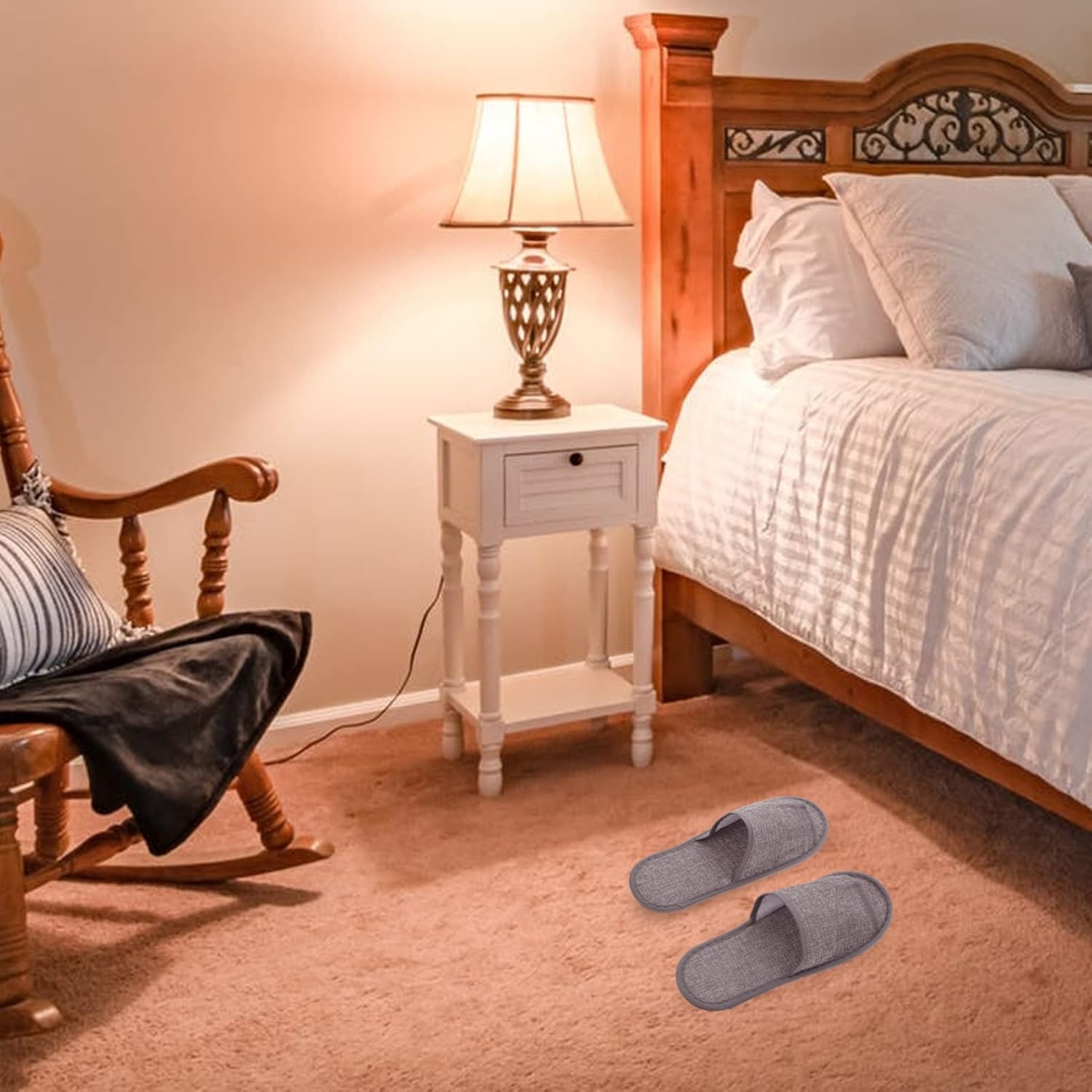 10Pairs Disposable Travel Slippers Slip Indoor Slippers Cotton for Guest Convenient Use at Home Hotel image number 3