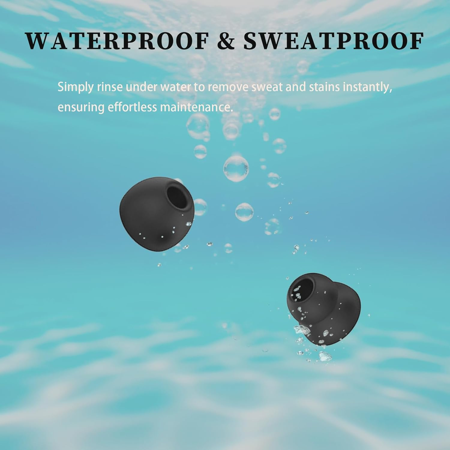 8 Pairs Replacement Eartips Silicone Earbuds for Beats Powerbeats Pro Earphone, Secure Fit, Waterproof and Sweatproof (Black) image number 4