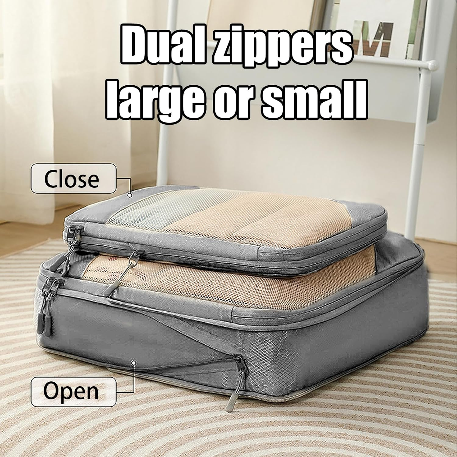 Compression Packing Cubes,Tipai 6 Set Travel Packing Organisers,Waterproof Travel Packing Cubes for Suitcases Travel Accessories,Grey image number 2
