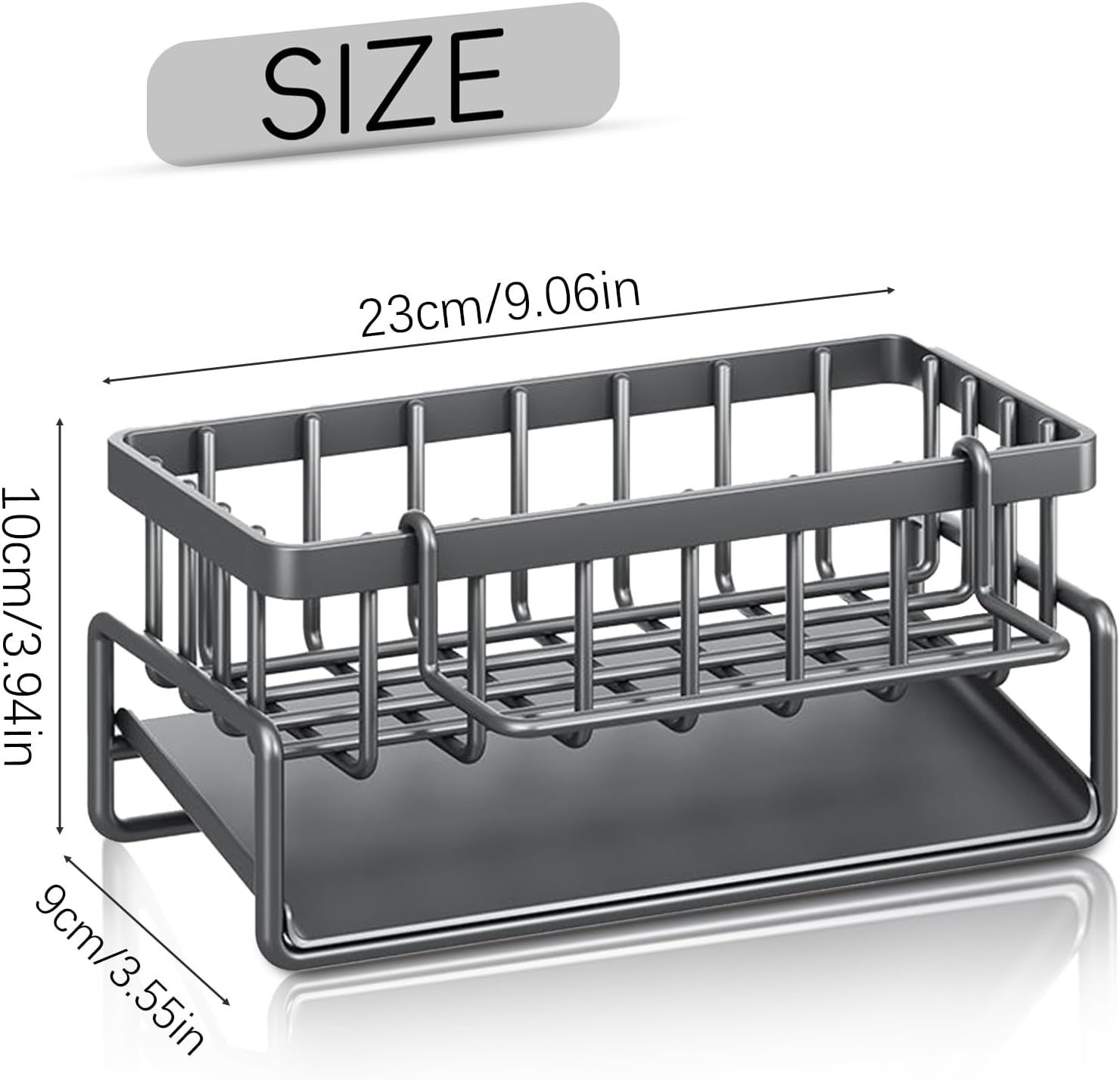 Kitchen Caddy Sponge Holder,Organiser Bathroom Kitchen Storage Sink Drainer Grey