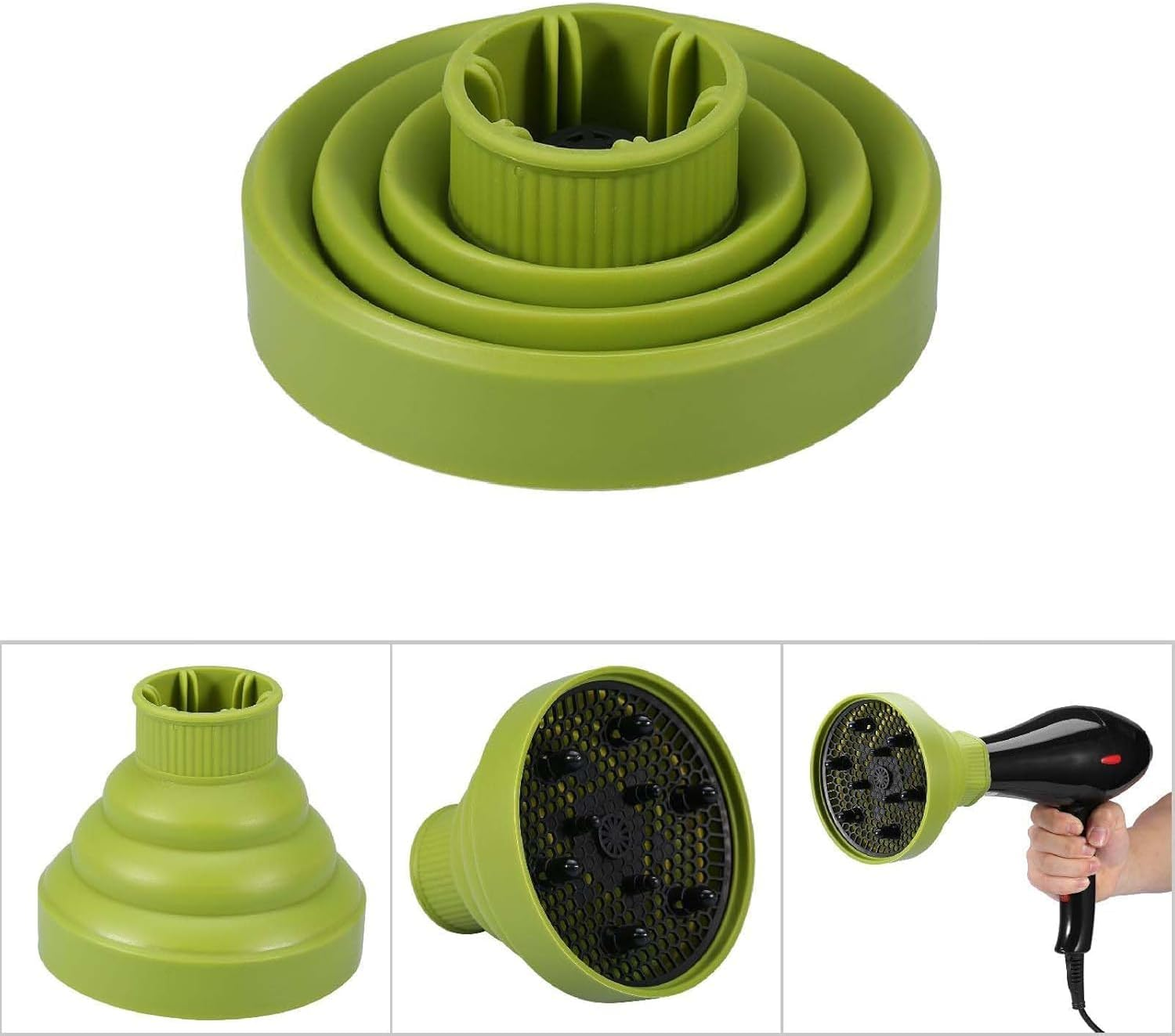 1Pc Hair Dryer Diffuser Attachment Folding Design, Collapsible Hair Dryer Diffuser Attachment, Travel Collapsible Portable Dryer Diffuser for Curly Hair image number 3