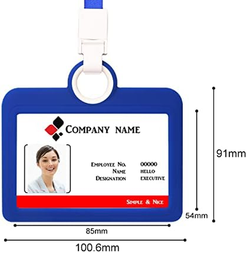 Badge Holder Silicone Horizontal ID Badge Card Holder with Lanyard Neck Strap Heavy Duty ID Card Business Card Offices Supplies