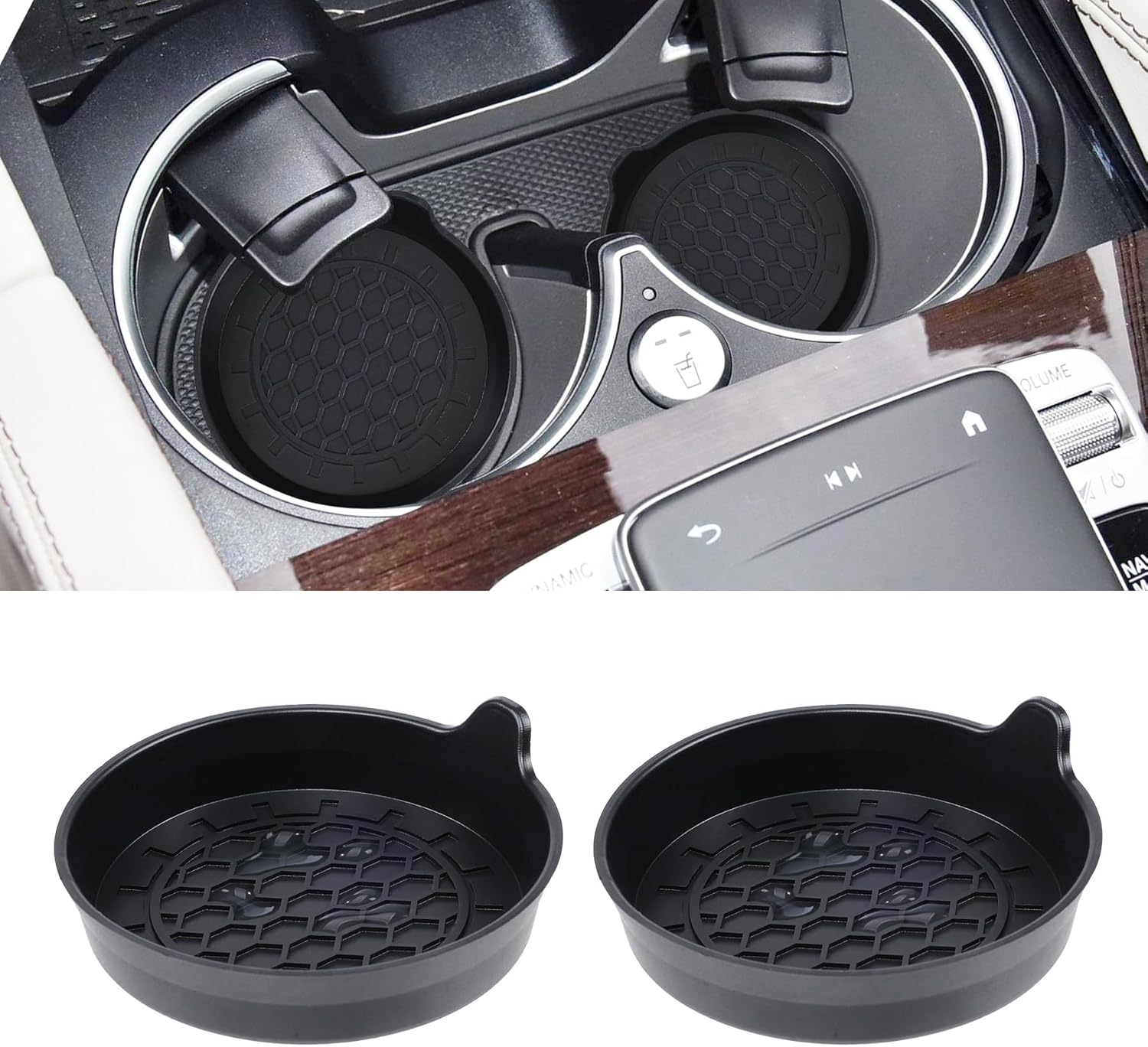 Amooca Automotive Cup Holders Universal Car Cup Coaster Waterproof Non-Slip Sift-Proof Spill Holder Car Interior Accessories 4 Pack Black