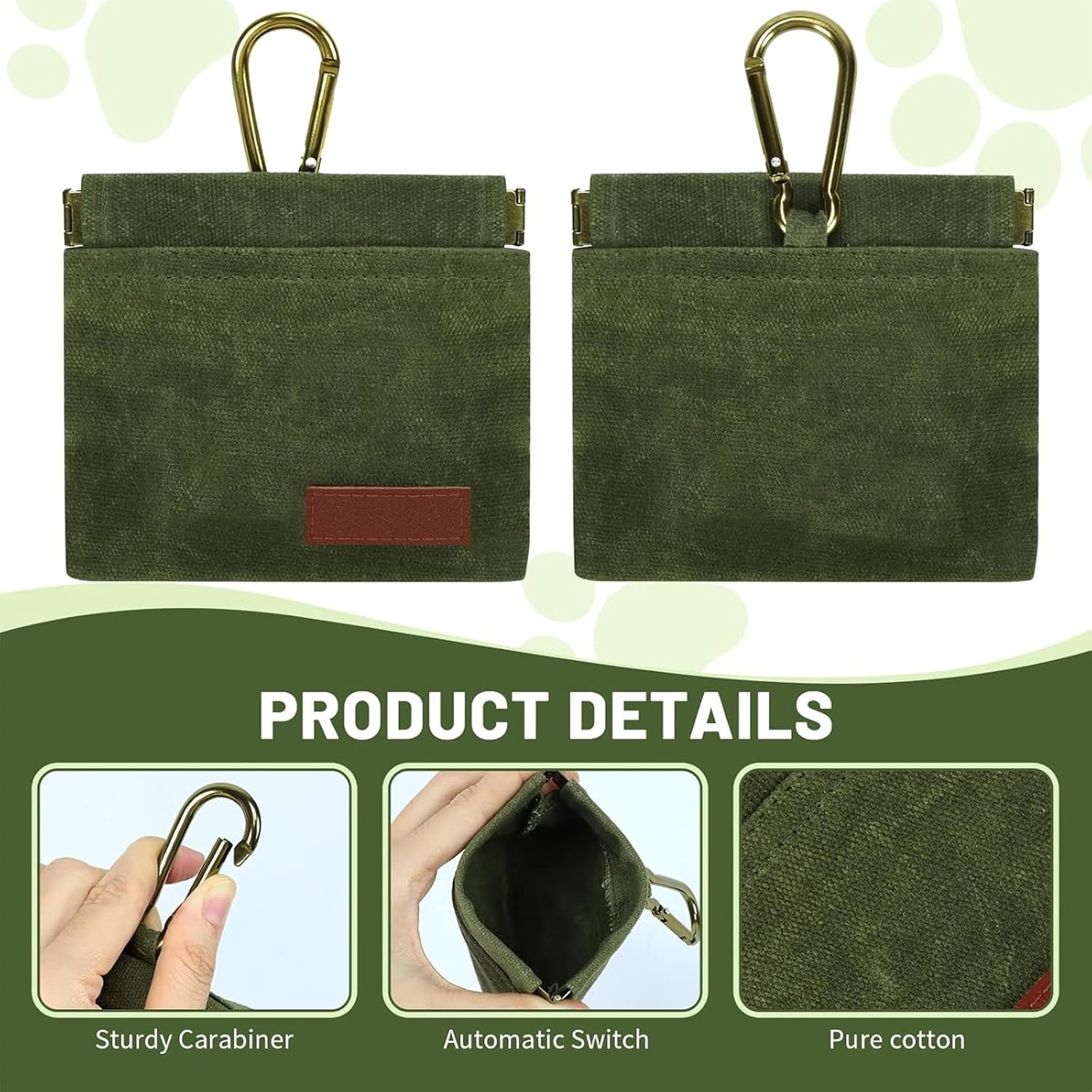 Yeanifeana 2-Pack Dog Treat Bags with Carabiner Clips, Auto-Closing Leak-Proof Pet Training Pouch, Hands-Free Dog Walking Accessories for Outdoor Hiking, Puppy Travel & Daily Training image number 5