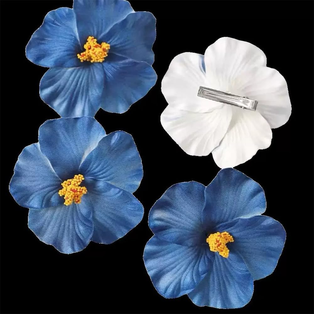 TSUOUKL Pack of 3 Hawaiian Flower Hair Clips for Women, Plumeria Hibiscus Hair Clip, Hair Clips, Artificial Flower Clips for Holiday, Hawaiian Flower Hair Clips image number 1