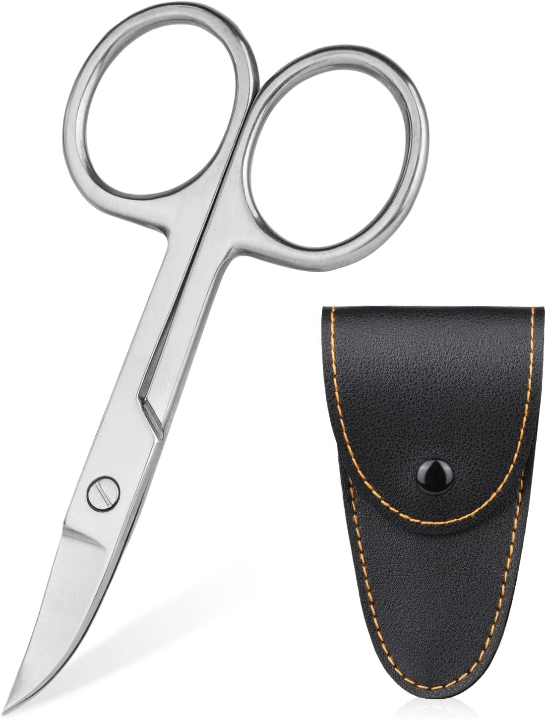 ACWOO Cuticle Nail Scissors, Professional Stainless Steel Beauty Scissors with Leather Packing Bag, Multi-Purpose Sharp Curved Scissors for Cuticle, Manicure Pedicure, Eyebrow, Eyelash image number 2